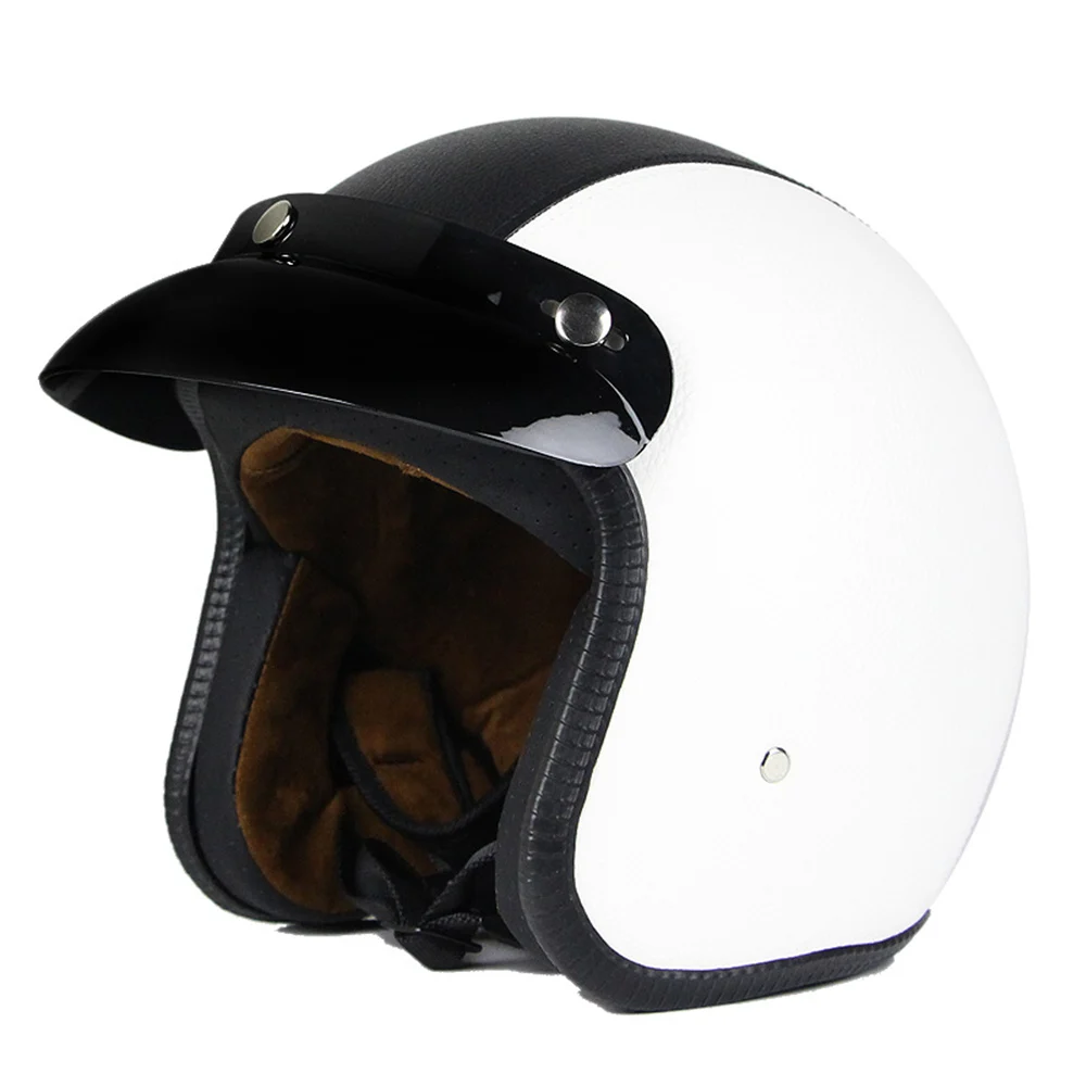 HEROBIKER мотоциклетный шлем из синтетической кожи ретро круизер чоппер Скутер кафе гонщик Мото шлем 3/4 открытый шлем в горошек