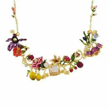 

niche designer enamel glaze series of Versailles rose lily magnolia heavy butterfly necklace
