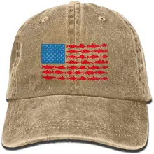Рыбалка американский флаг унисекс Пряжа-окрашенная джинсовая шляпа от солнца бейсболка