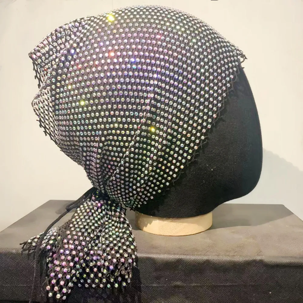Fstrend Diademas de malla con diamantes de imitación de cristal negro con purpurina, turbante, discoteca, rave, fiesta, joyería corporal para mujeres y niñas (diadema blanca Fstrend Diademas de malla con diamantes de imitación de cristal negro con purpurina, turbante, discoteca, rave, fiesta, joyería corporal para mujeres y niñas (diadema blanca