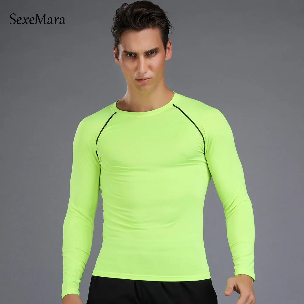 Быстросохнущие облегающие мужские футболки с принтом, компрессионные футболки, топы для бодибилдинга и фитнеса, мужские футболки с круглым вырезом и длинным рукавом - Цвет: Photo Color