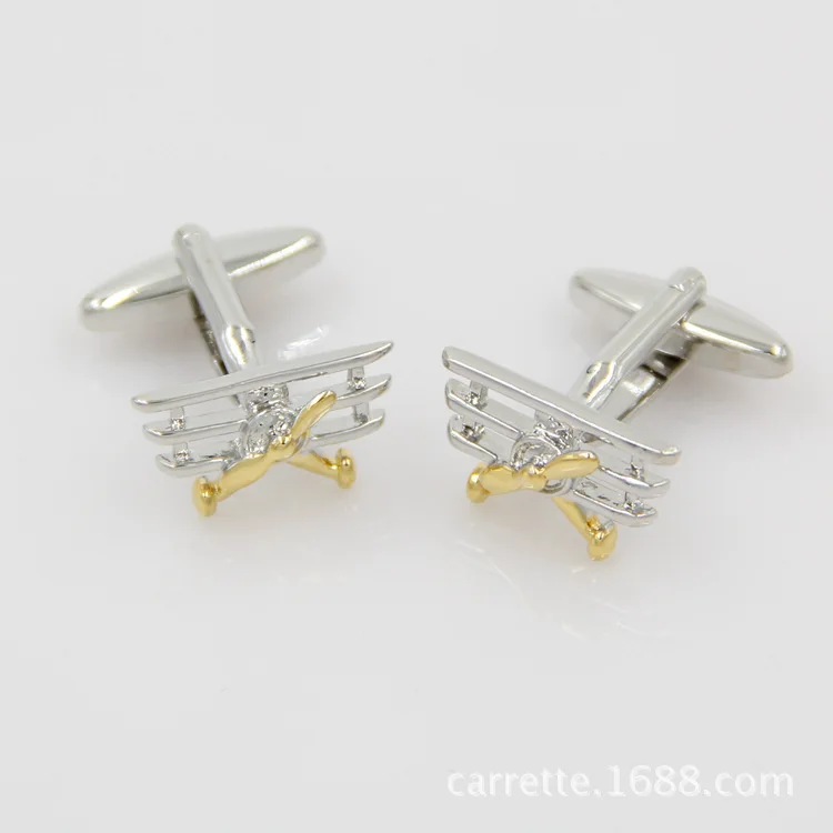 

Air King of the Year 20 S Three-Wing Airplane Men French High Quality Electroplated Double Color Cufflinks Sleeve Nail Long-term