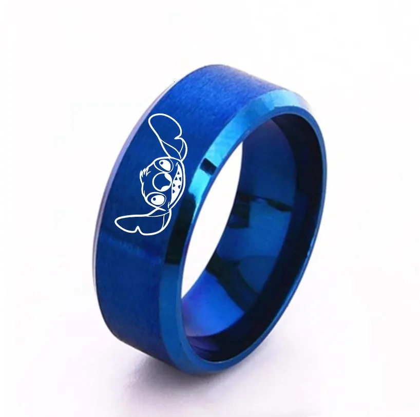 2022 New Arrival Stitch Cartoon Ring Accessories 8mm Cute Stitch Stainless Steel Finger Holder Lovers Rings Jewelry Llaveros