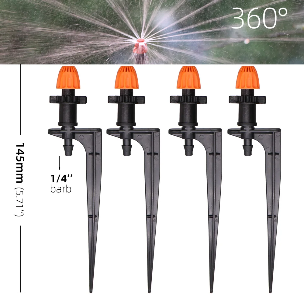 15PCS 90°/180°/360°/Strip Garden Watering Nozzles Irrigation Spraying Sprinklers Angle Optional Stakes Barbs Screw Connectors