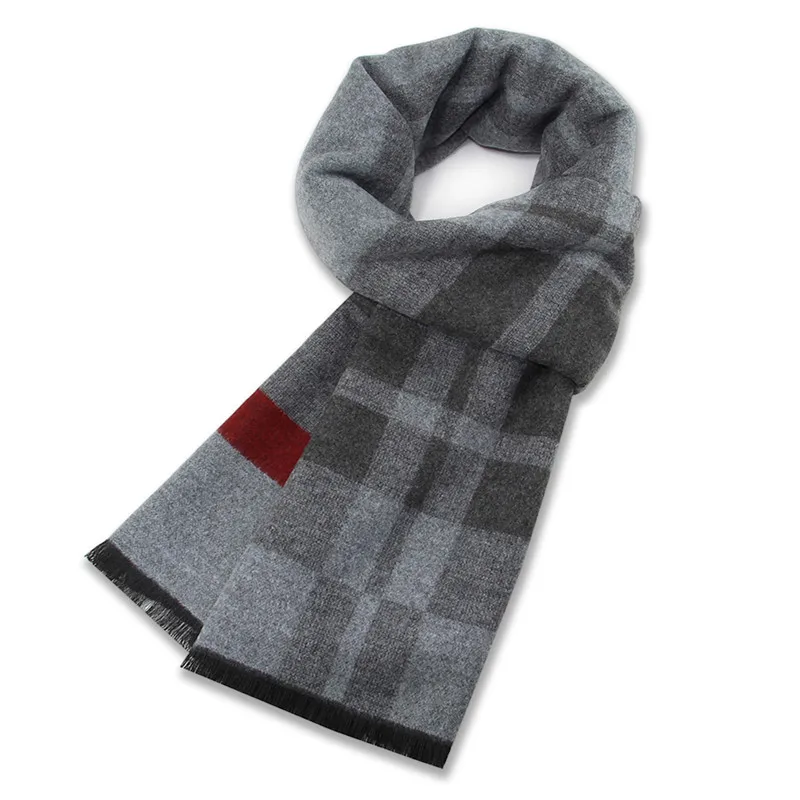 New Winter Fashion Striped Plaid Scarf High Quality Cashmere Casual Business Man Scarf Husband Father Gift Match Dark gray mens navy scarf Scarves