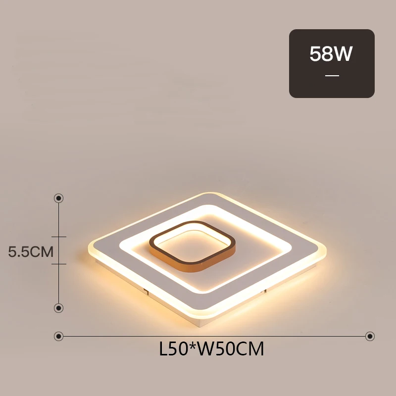 L50xW50CM Квадратный/прямоугольный современный светодиодный потолочный светильник, блестящий светодиодный потолочный светильник для гостиной, спальни, светодиодный светильник, монтируемый на поверхности потолочный светильник s - Цвет корпуса: L50xW50CM