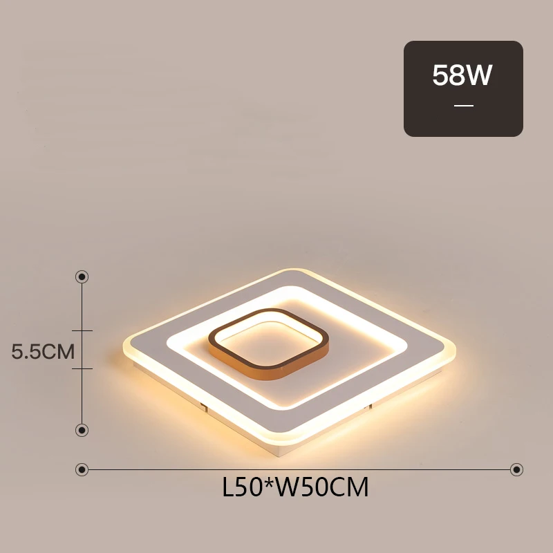 Квадратный/прямоугольный современный светодиодный потолочный светильник, блестящий светодиодный потолочный светильник для гостиной, спальни, светодиодный светильник, монтируемый на поверхности потолочный светильник s - Цвет корпуса: L50xW50CM