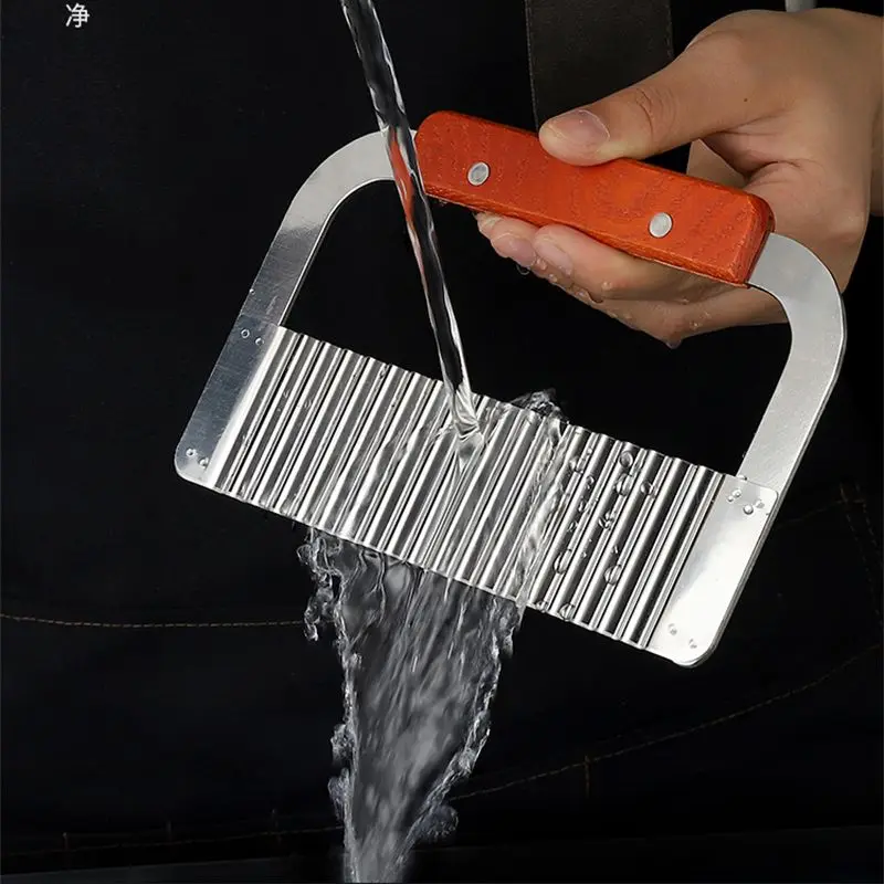 Potato Cutter Stainless Steel Coupe Frite Wooden Handle Potato Slicer French Fries Cutter Kitchen Gadgets