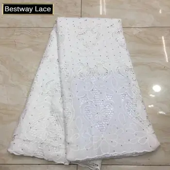 

Bestway Latest White African Water Soluble Lace Fabric 2020 High Quality Nigerian Women Soft Embroidery Stone French Lace Fabric