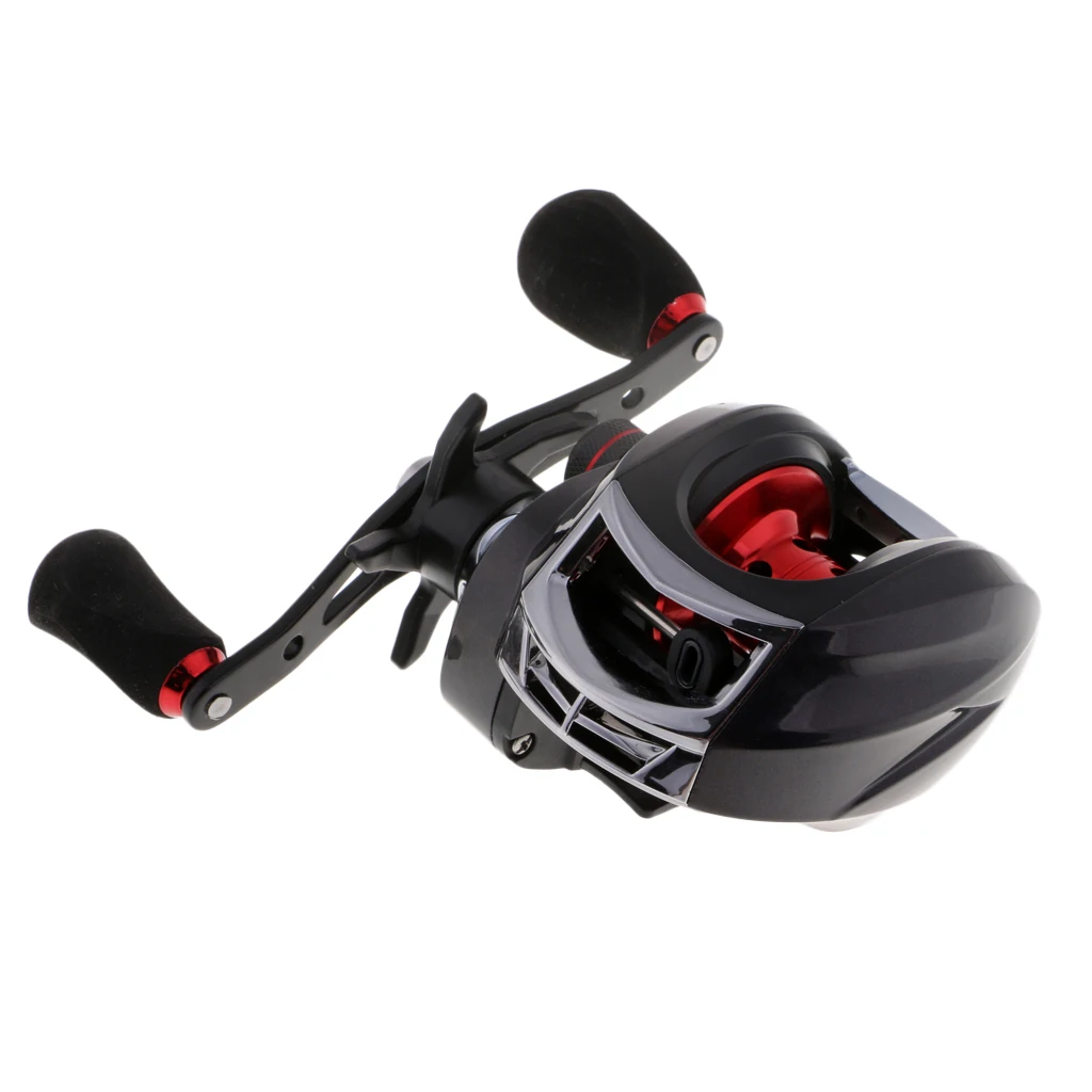 Черный Катушки baitcasing двойные тормозные системы Baitcaster катушки соленой воды или пресной воды литья Катушка Высокая скорость 7,2: 1 Передаточное отношение - Цвет: Черный