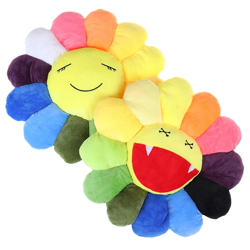 40CM Seat Cushion Rainbow Pillow Sun Flower Doll Pillow Cushion Realistic Plush Toys Children's Gifts A/B