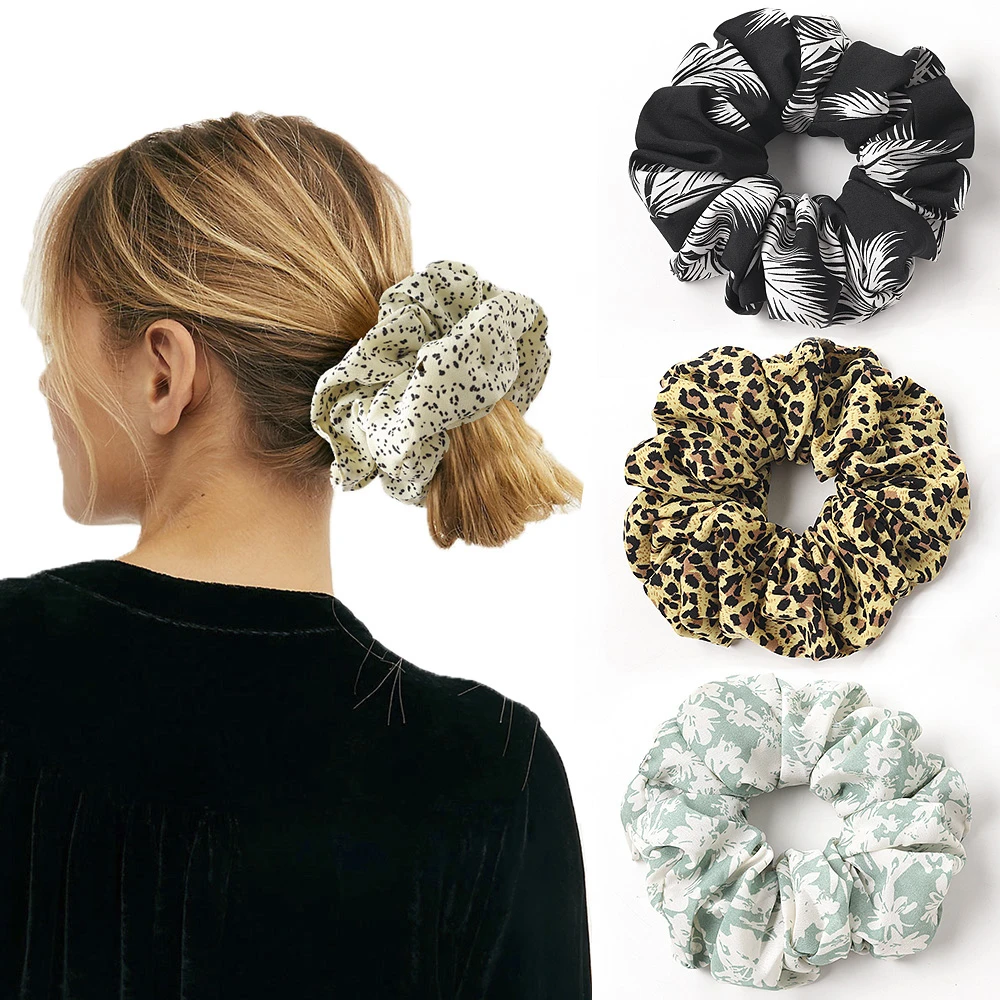 Floral Scrunchies/Black Scrunchie/Hair Accessories/Women's Hair Scrunchie/Girl Hair Accessories/Cute Hair Accessories/Scrunchie Hair Tie