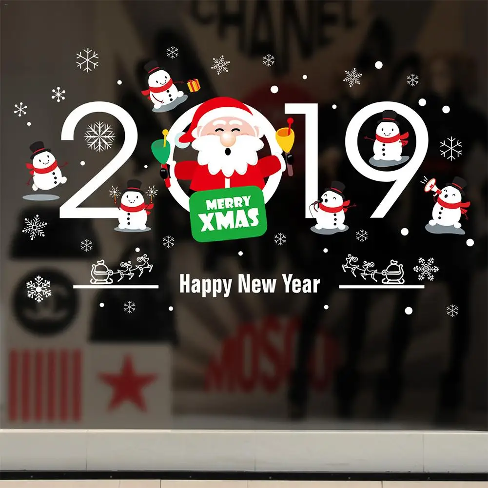 Подвесные Новогодние рождественские праздничные Стеклянные Настенные наклейки домашний Декор новогодние наклейки на окно самоклеящиеся# SO