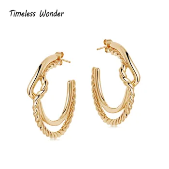 

Timeless Wonder Brass Geo Twist Statement Drop Earrings Women Jewelry Gothic Boho Top Runway Designer Trendy Ins Kpop Rare 8549