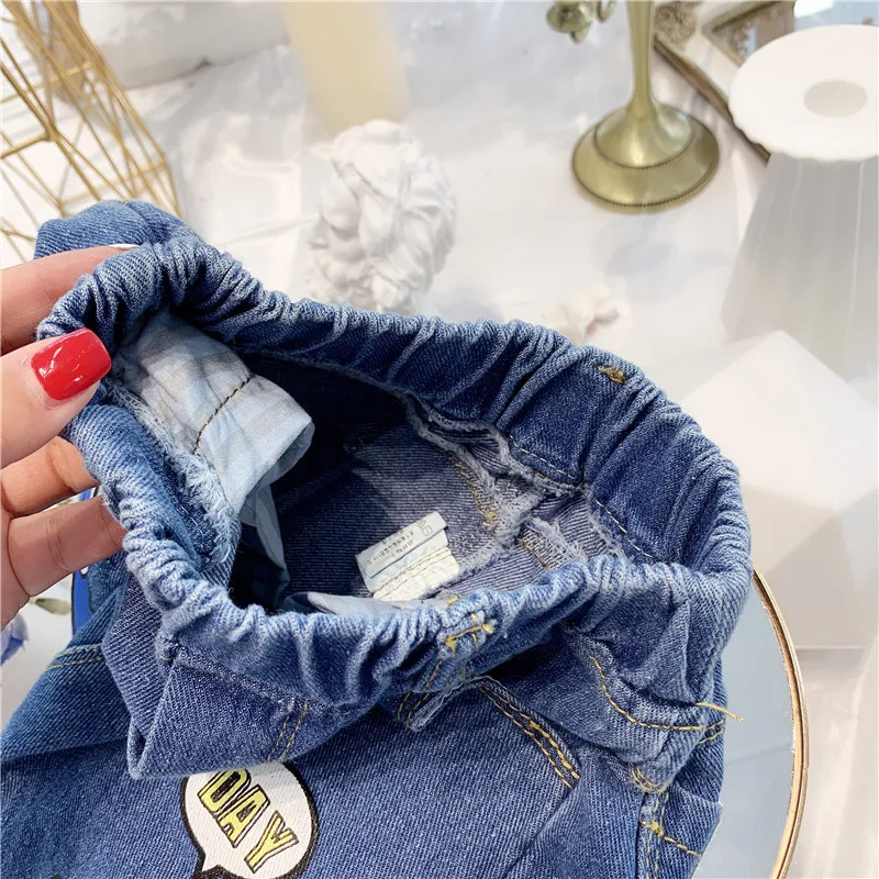 Jeans for Girls Boy Pants Children's Warm Jeans Spring and Autumn Baby Trousers Korean Version of the Cartoon Big PP Pants