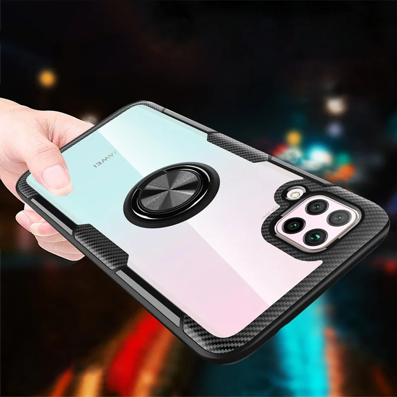 Чехол для Huawei P30 Lite Роскошный прозрачный чехол из углеродного волокна с полным