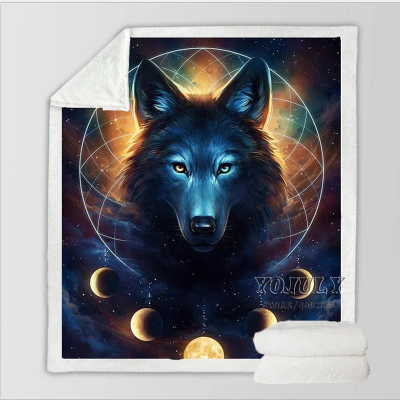 YOJULY Новое одеяло "Fantasy Wolf" harajuku для детей и взрослых с 3D принтом, диване, пододеяльник, теплое постельное белье, модное офисное одеяло для короткого сна K17
