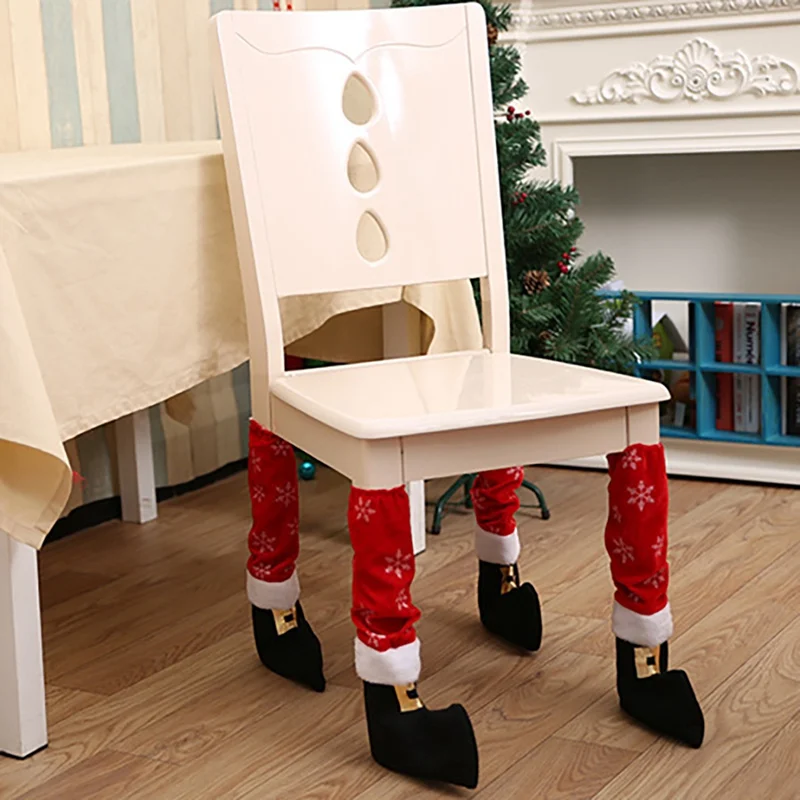 

Christmas Restaurant Table Chair Leg Feet Socks Sleeves Cover Decoration Christmas Party Decor