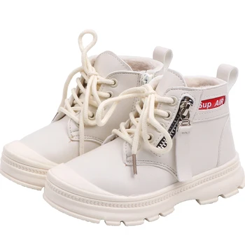 

Little Girl Boots Waterproof Baby Boys Martin Boots Winter PU Leather children Shoes with Zip Soft Non-slip SYY061