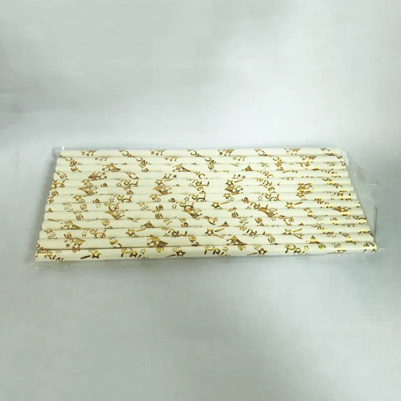 Gold foil Crown 25 шт Металлические золотые Полосатые Бумажные соломинки, покрытые золотой фольгой, одноразовые бумажные соломинки различных типов, разлагаемые бумажные соломинки из золотой фольги - Цвет: Gold foil Crown