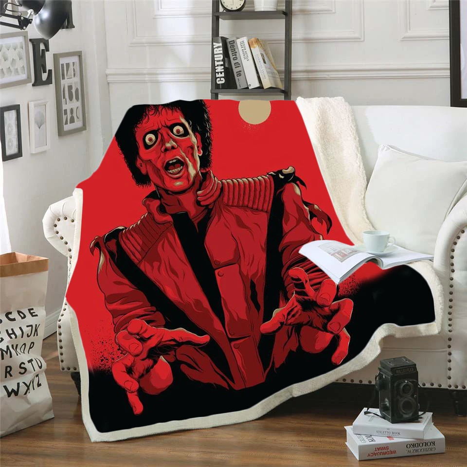 Michael Jackson 3d printed fleece blanket for Beds Hiking Picnic Thick Quilt Fashionable Bedspread Sherpa Throw Blanket style-7