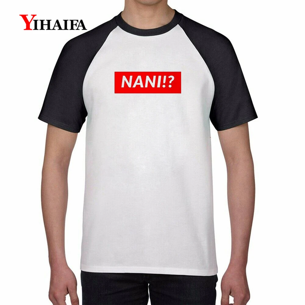 

Mens T Shirts 3D Letter Nani Funny Japanese Letters Raglan Tees Anime Tee Tops Cartoons Casual Unisex T-shirt