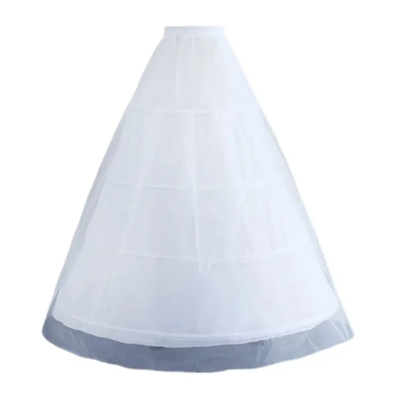 

Womens 4 Hoop Double Layer A-Line Wedding Ball Gown Petticoat Underskirt Crinoline Elastic Drawstring Waist Bridal Slips Skirt