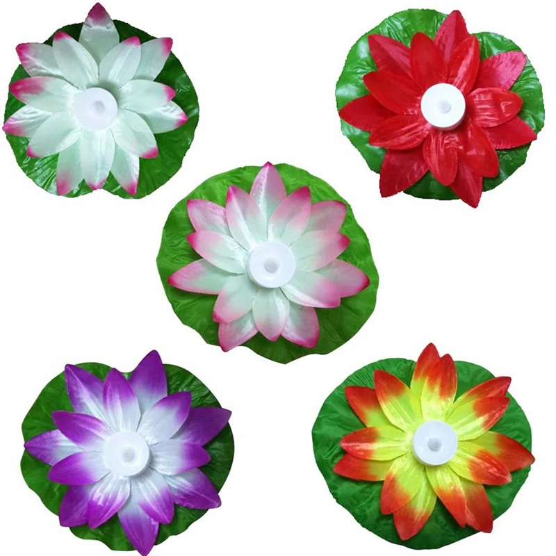 5-Color Led Colorful Lotus Lamp Creek Lotus Floating Flower-Shaped Lamp Electronic Candle Lotus Lamp Suitable For O