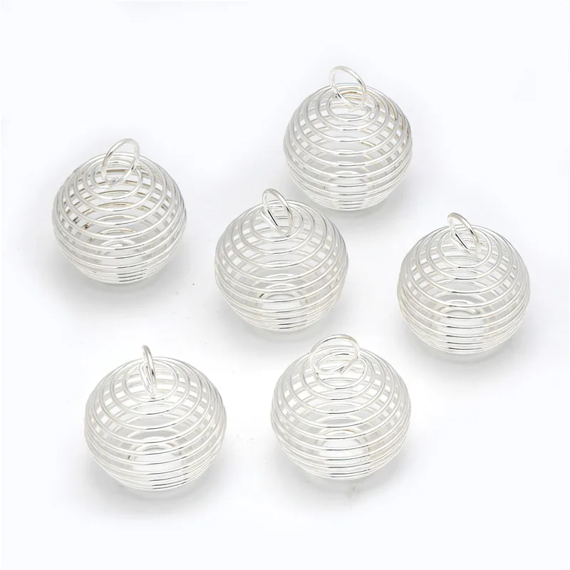 Silver Plated Spiral Bead Cages Pendants – Choose from Multiple Sizes (5, 10, 20 Pack)