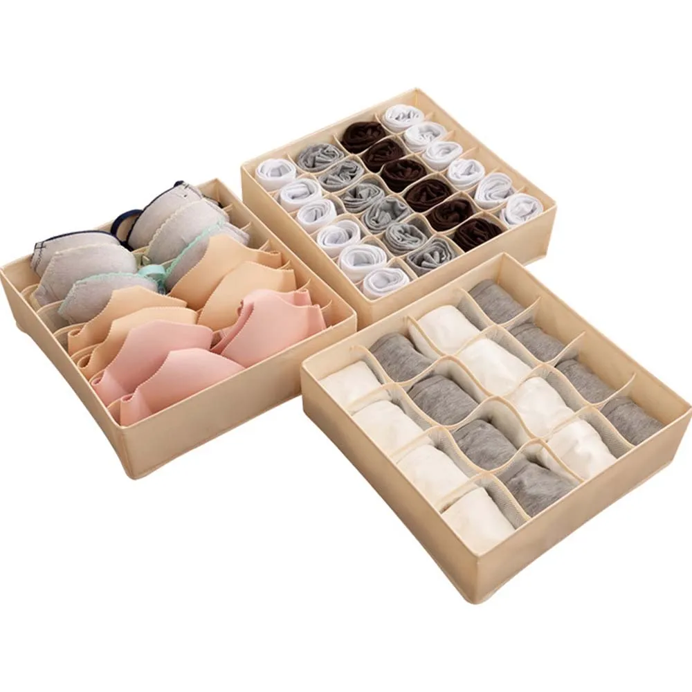 

New Bamboo Storage Box Container Drawer Divider Lidded Closet Boxes For Ties Socks Bra Underwear Organizer Hot 2 Colors