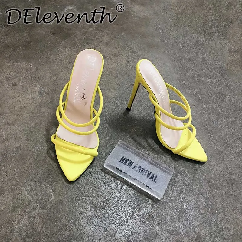 Deleventh/Босоножки; женские зеленые туфли на высоком каблуке; Летние босоножки; пикантная Элегантная модная женская обувь; босоножки; европейский размер 43 - Цвет: Светло-зеленый
