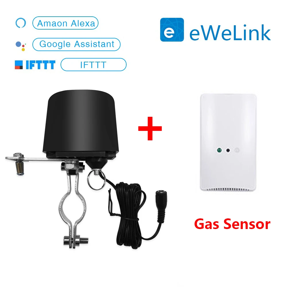 EWeLink Смарт Wi-Fi газовый манипулятор клапан управления 1/" 3/4" садовые таймеры для отключения воды орошения управление Лер 12 В 1A - Цвет: with gas sensor