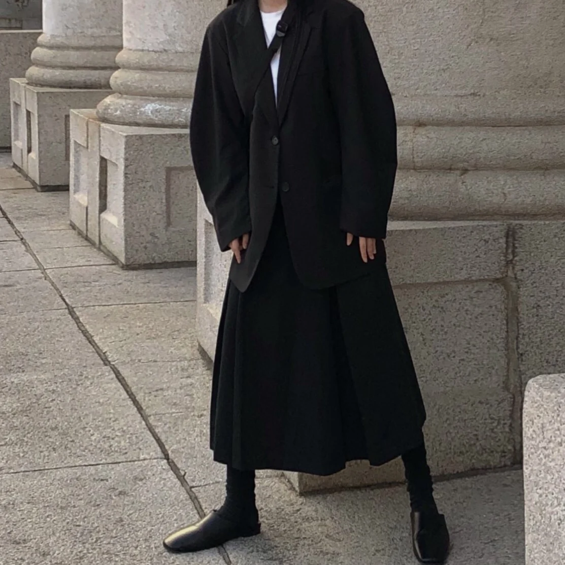 [EWQ] женское Свободное пальто с двумя пряжками, однотонное повседневное пальто с длинными рукавами, Трендовое пальто для леди, Feminino, Новинка осени года, QK356