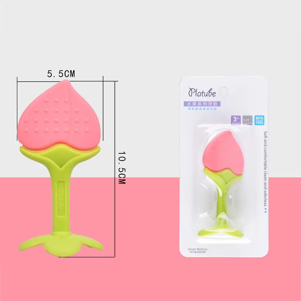 Yiwa Baby Cartoon Fruit Shape Tooth Gum Colorful Silicone Molar Stick Training Tooth Toy Silicone 3 months or above silicone