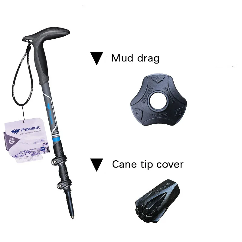 Short T-handle Walking Stick 46-100cm Carbon Fibers 3 Sections Telescopic Mountain-climbing Crutch 2
