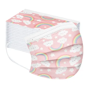 

50pcs Kids Face Mask Mascarilla 2020 Children Disposable Kawaii Cartoon Print Face Mask 3ply Ear Loop Protection Masks Mascarar