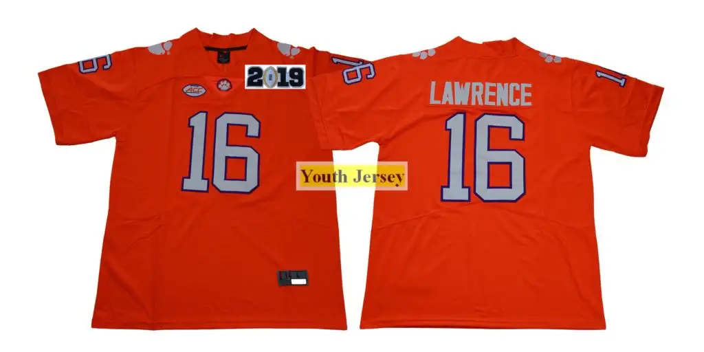 Youth's Clemson college 16 Тревор Лоуренс#4 Deshaun Watson#9 Уэйн галлман II Джерси-Белый Фиолетовый Оранжевый - Цвет: 2019