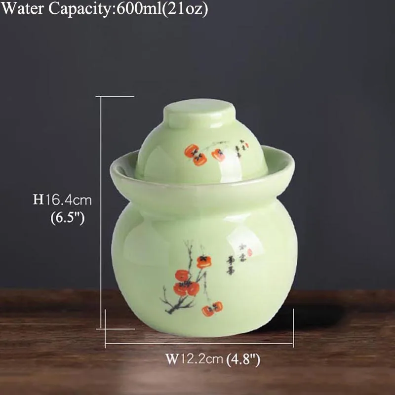 Утепленные Керамика бутылка для солений Корея ночное Красители маринованный овощ капуста герметичный кимчи горшок кислой капусты для хранения Jar контейнер - Цвет: Светло-зеленый