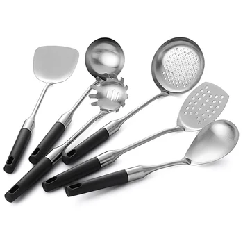

304 Stainless Steel Cooking Tools Set Turner Soup Spoon Strainer Pasta Server Rice Spoon Kitchenware Cooking Utensils
