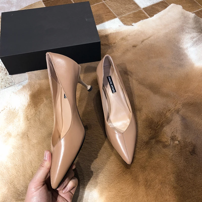 Chaussures femme; обувь на высоком каблуке; женские туфли-лодочки из натуральной кожи; простая и элегантная новая весенняя Офисная Женская обувь; zapatos mujer