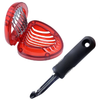 

2PCS Fruit Slicer Strawberry Divider Multifunctional Peeling Knife Melon Peeler Grater