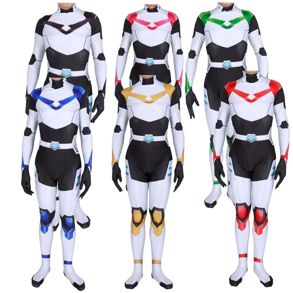 Voltron Defender of the Universe, карнавальный костюм, красный, черный, шесть цветов, комбинезон, костюм на Хэллоуин для взрослых детей