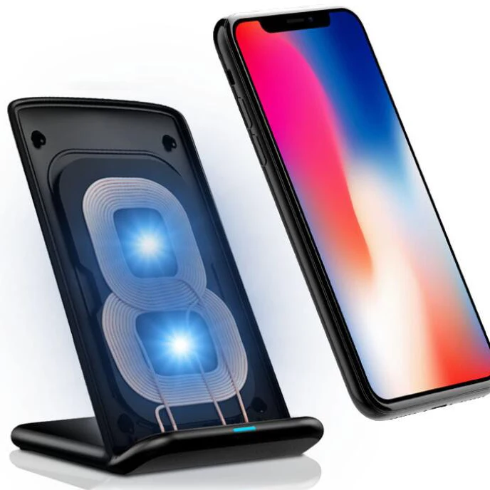 

QI M620 desktop vertical mobile phone wireless charger transmitter smart chip fast charging bracket FOR: IPHONE Samsung Huawei
