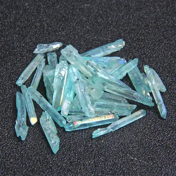 

10pcs Blue Natural Quartz Crystal Graduated Stick Point Loose Beads Dyed Rough Crystal Stone Beads Point Pendant for DIY Jewelry
