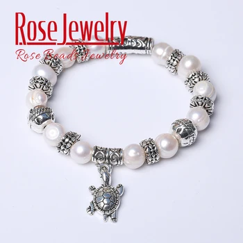

Free Shipping 3A Quality Natural Freshwater Pearl Bracelets Metal Animal 8-9 mm Gifts for Women Jewelry