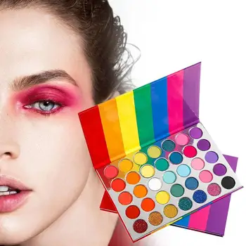 

35 Colors Tropical Party Colorful Mixed Neon Eyeshadow Palette Matte Sequin Glitter Eye Shadow Palette Waterproof Eyeshadow