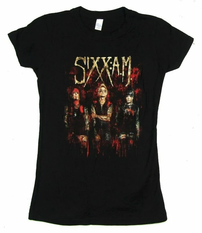 Sixx A.M. AM с фото группы изображение Девушки Юниоры черная футболка новый