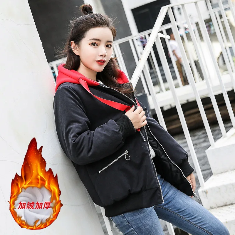 price reduction  2018 Winter New Style Brushed And Thick College Style Loose-Fit Baseball Uniform Jacket Short Coat 