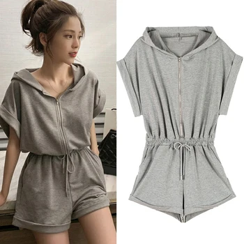 

Summer Fashion Women Leisure Solid Color One-Piece Waist Hooded Sweater