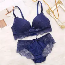 Сексуальный женский кружевной комплект с бюстгальтером, женский бюстгальтер пуш-ап+ трусики, комплект нижнего белья, цветочные беспроводные бюстгальтеры для женщин Femme